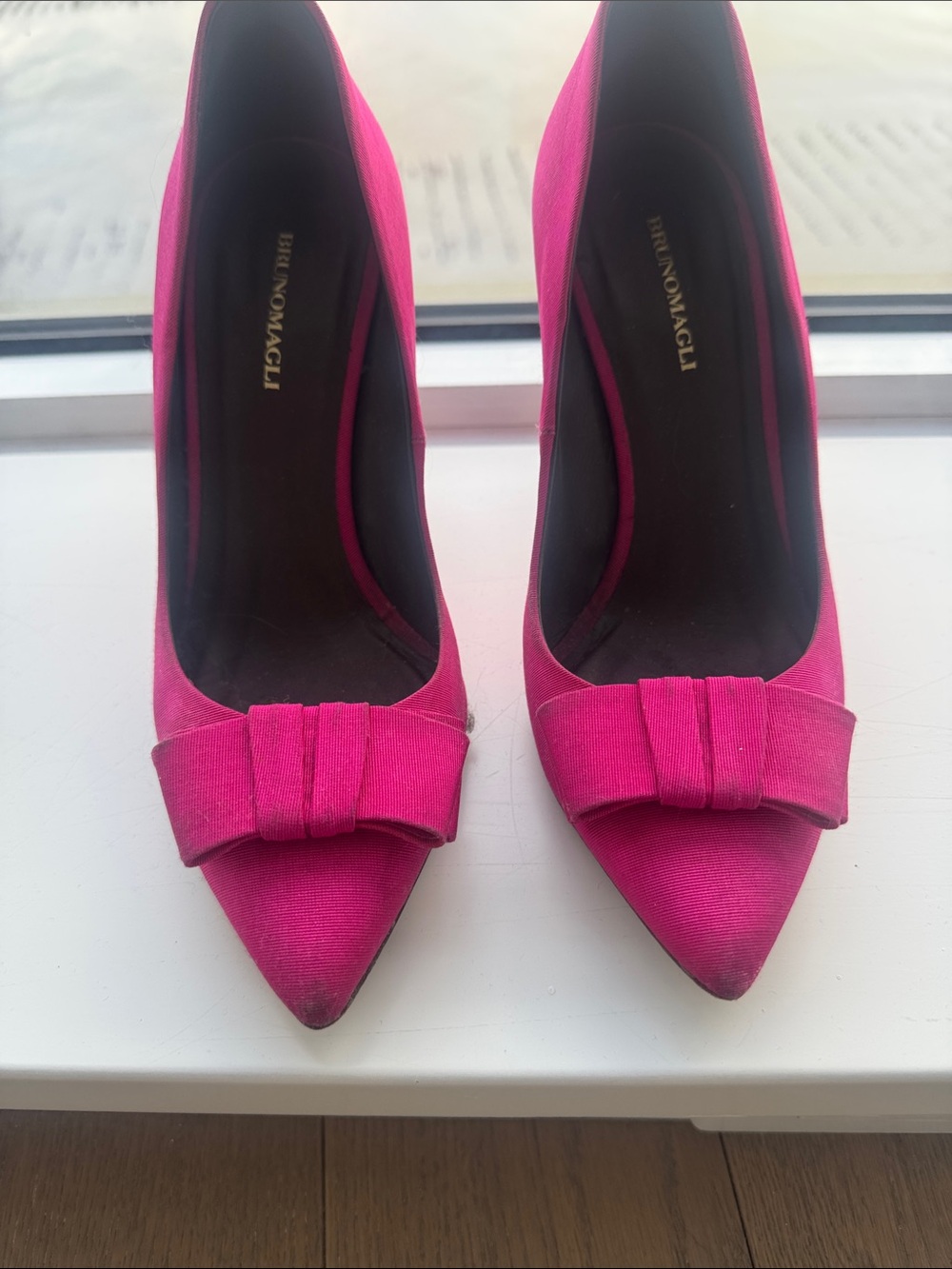 Bruno Magli Pink Pointed Toe Bow Pump
